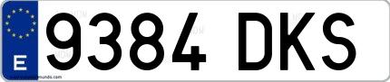 Ejemplo de matrícula española 9384 DKS