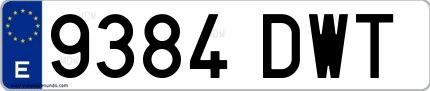 Ejemplo de matrícula española 9384 DWT