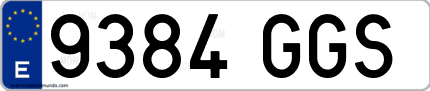 Ejemplo de matrícula de coche ordinaria 9384 GGS