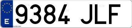 Ejemplo de matrícula española 9384 JLF