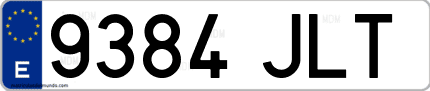 Ejemplo de matrícula de coche ordinaria 9384 JLT
