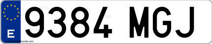 Ejemplo de matrícula de coche ordinaria 9384 MGJ