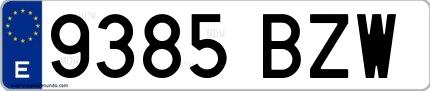 Ejemplo de matrícula española 9385 BZW