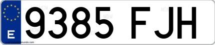 Ejemplo de matrícula española 9385 FJH