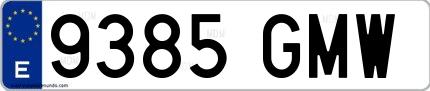 Ejemplo de matrícula española 9385 GMW