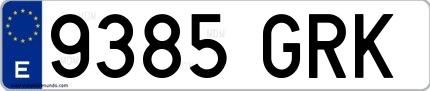 Ejemplo de matrícula española 9385 GRK