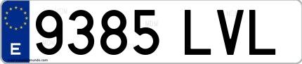 Ejemplo de matrícula española 9385 LVL