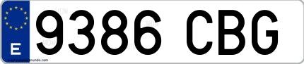 Ejemplo de matrícula española 9386 CBG