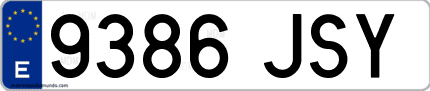 Ejemplo de matrícula de coche ordinaria 9386 JSY