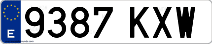 Ejemplo de matrícula de coche ordinaria 9387 KXW