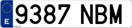 Ejemplo de matrícula española 9387 NBM