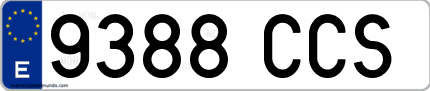 Ejemplo de matrícula de coche ordinaria 9388 CCS