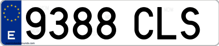 Ejemplo de matrícula de coche ordinaria 9388 CLS