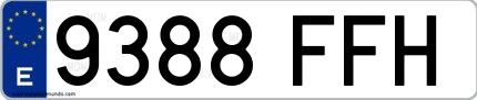 Ejemplo de matrícula española 9388 FFH