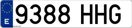 Ejemplo de matrícula española 9388 HHG