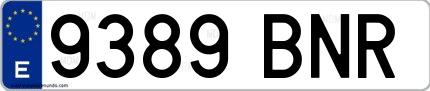 Ejemplo de matrícula española 9389 BNR