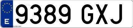 Ejemplo de matrícula española 9389 GXJ