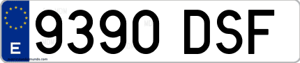 Ejemplo de matrícula de coche ordinaria 9390 DSF