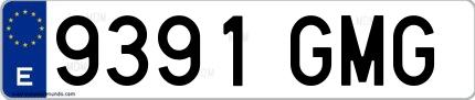 Ejemplo de matrícula española 9391 GMG