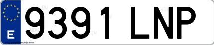 Ejemplo de matrícula española 9391 LNP