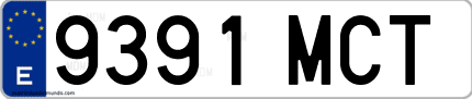 Ejemplo de matrícula de coche ordinaria 9391 MCT