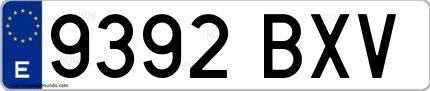 Ejemplo de matrícula española 9392 BXV