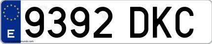 Ejemplo de matrícula española 9392 DKC