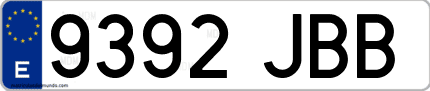 Ejemplo de matrícula de coche ordinaria 9392 JBB
