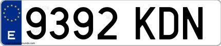 Ejemplo de matrícula española 9392 KDN