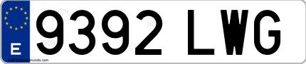 Ejemplo de matrícula española 9392 LWG