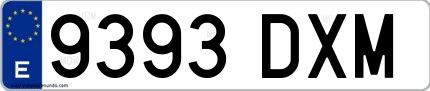Ejemplo de matrícula española 9393 DXM