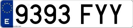 Ejemplo de matrícula española 9393 FYY