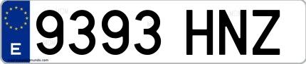 Ejemplo de matrícula española 9393 HNZ