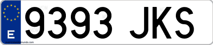 Ejemplo de matrícula de coche ordinaria 9393 JKS