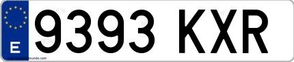 Ejemplo de matrícula española 9393 KXR