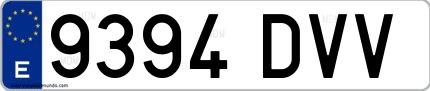 Ejemplo de matrícula española 9394 DVV