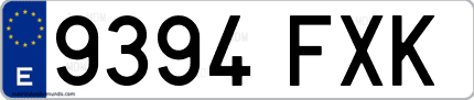 Ejemplo de matrícula de coche ordinaria 9394 FXK