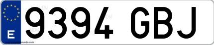 Ejemplo de matrícula española 9394 GBJ