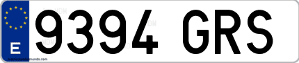 Ejemplo de matrícula de coche ordinaria 9394 GRS