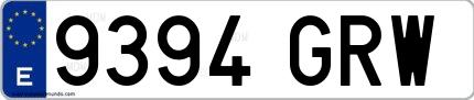 Ejemplo de matrícula española 9394 GRW