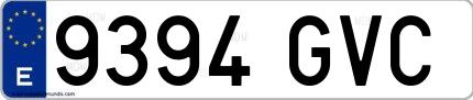 Ejemplo de matrícula española 9394 GVC
