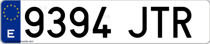 Ejemplo de matrícula de coche ordinaria 9394 JTR