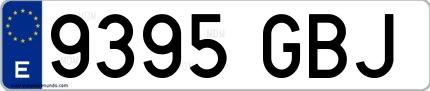 Ejemplo de matrícula española 9395 GBJ