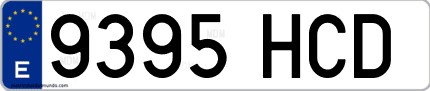 Ejemplo de matrícula de coche ordinaria 9395 HCD