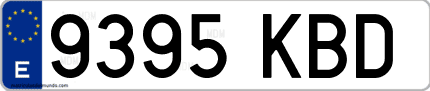 Ejemplo de matrícula de coche ordinaria 9395 KBD