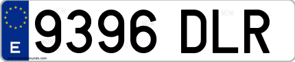 Ejemplo de matrícula de coche ordinaria 9396 DLR