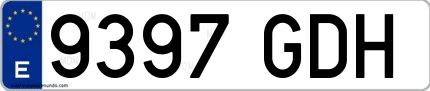 Ejemplo de matrícula española 9397 GDH