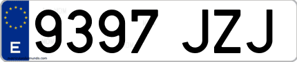 Ejemplo de matrícula de coche ordinaria 9397 JZJ