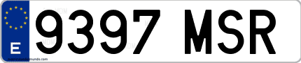 Ejemplo de matrícula de coche ordinaria 9397 MSR
