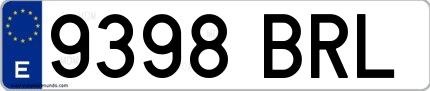 Ejemplo de matrícula española 9398 BRL